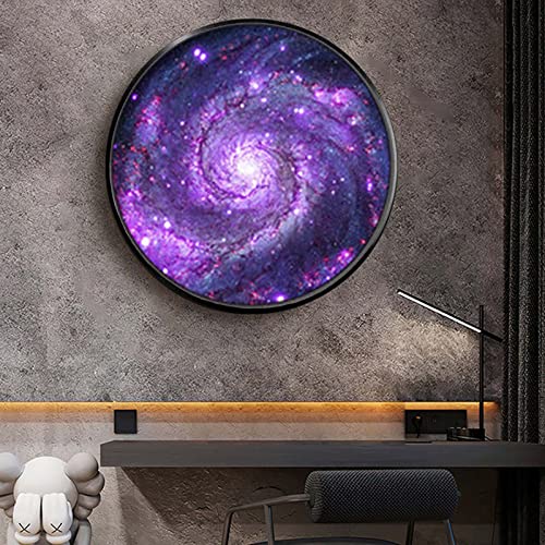 Décoration murale ronde ciel étoilé BTYQKZVPM en 28in avec cadre alliage aluminium