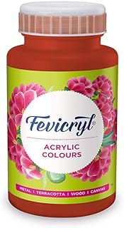 Fevicryl Acrylic Colour Indian Red 500ml | Art &amp; Craft, DIY, Rich Pigment, Non-Craking Paint for Canvas, Wood, Leather, Ea