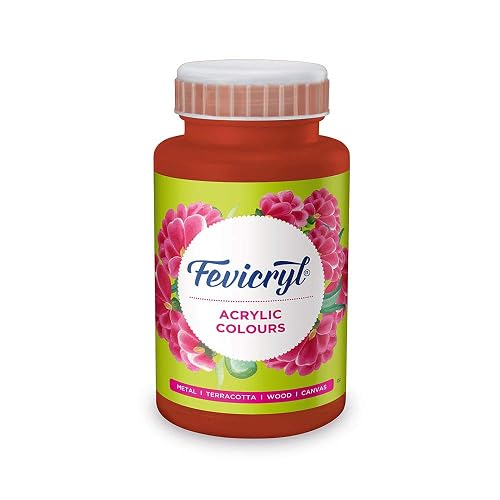 Fevicryl Acrylic Colour Indian Red 500ml | Art & Craft, DIY, Rich Pigment, Non-Craking Paint for Canvas, Wood, Leather, Earthenware, Metal | Ideal for school projects, Hobbyists, Artists