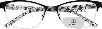 FONHCOO Bifocal Reading Glasses for Women, Metal Spring Hinge Blue Light Blocking Half Frame readers
