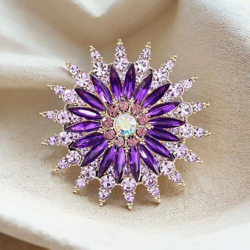 Image of Rhinestone Crystal Sunflower Brooch Pin Elegant Wreath Brooch Clothing Hat Bag Skirt Accessories for Women