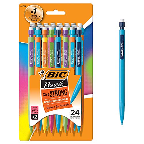 BIC Xtra-Strong Mechanical Pencil, Colorful Barrel, Thick Point (0.9mm), 24-Count (MPLWP241) (48 Ct)