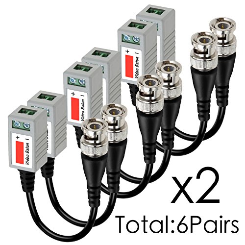 VIMVIP 6 Pairs (12 Pcs) Mini CCTV BNC Video Balun Transceiver Cable