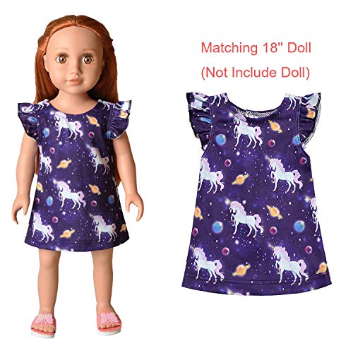 Qpancy Star Unicorn Nightgowns Matching Girls&American Dolls Pajamas Pjs 10 11 #TOP2