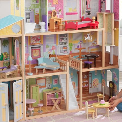 Kidkraft Majestic Mansion Casa Delle Bambole, In Legno | Grande Casa Xxl, 4 Piani, 34 Accessori, Mobili E Ascensore Inclusi | Giochi Di Ruolo | Dimensioni Totali: 132 X 35,5 X 135 Cm - 7