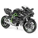 Risopen 1:12 Motorrad Modell Kompatible für Kawasaki Ninja H2R Metall Diecast Motorrad Modell Spielzeug Mini Moto Geschenk (schwarz)