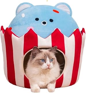SSDHUA Cat House Winter Warm Cake Bear Shaped Cat Nest Enclosed Three-Dimensional Cat House Cute Modern Cat Apartment Pet Cat Bed Suitable for Multiple Small Pets