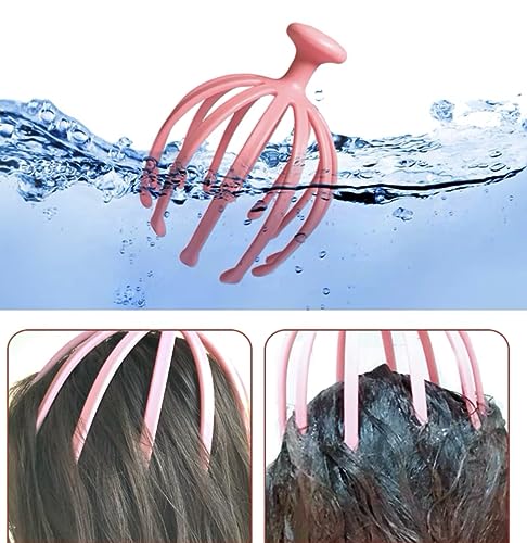 Image of Lukzer Plastic Hand Held Manual Octopus Head Scalp Massager Revive Soothes Headaches, Enhances Sleep, Relieves Stress, Stress & Anxiety Reduction (Black)