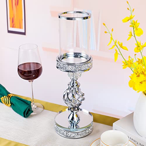 Hanjue Crystal Candle Holders For Pillar Candle, Metal Crystal Candle Holder For Home Decor, Centerpieces, Coffee Dining Table Ch0509 (Silver (M)) #TOP6
