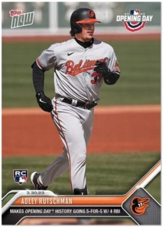 2023 Topps Now Baseball #4 Adley Ruschman Baltimore Orioles RC Rookie Opening Day 5 for 5 Official MLB Trading Card ONLINE EXCLUSIVE LIMITED PRINT RUN