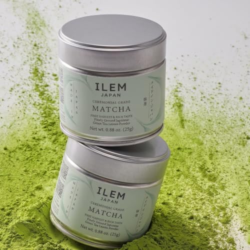 Image of ILEM JAPAN Matcha Green Tea Powder 25g+25g (Pack of 2, 50g Total) | Umami Taste | Pure Ceremonial Grade Organic Japanese Matcha | First Harvest | Authentic & Premium Matcha Tea Powder Sourced From Kagoshima, Japan | Detox Drink | Improve Metabolism