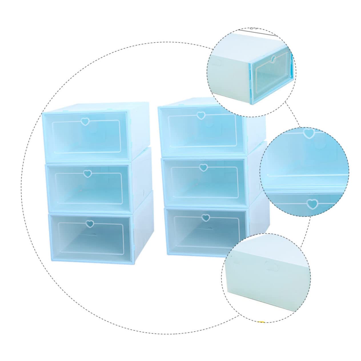 Alipis Transparenter Schuhaufbewahrungsbox 6 Stück aus Kunststoff, Blau
