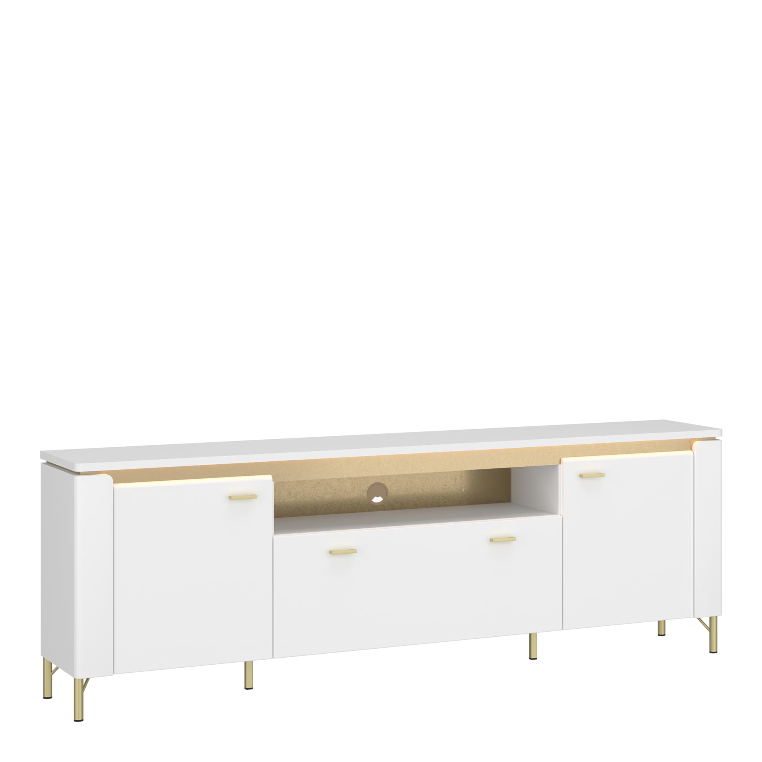 Furniture To Go | Lazio, White & White Gloss, TV Cabinet 2 Door 1 Drawer