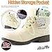 Women's DailyShoes Combat Style Lace Up Sweater Top Ankle Bootie With Pocket for Credit Card Knife Money Wallet Pocket Boots, 9,Beige PU,9 B(M) US