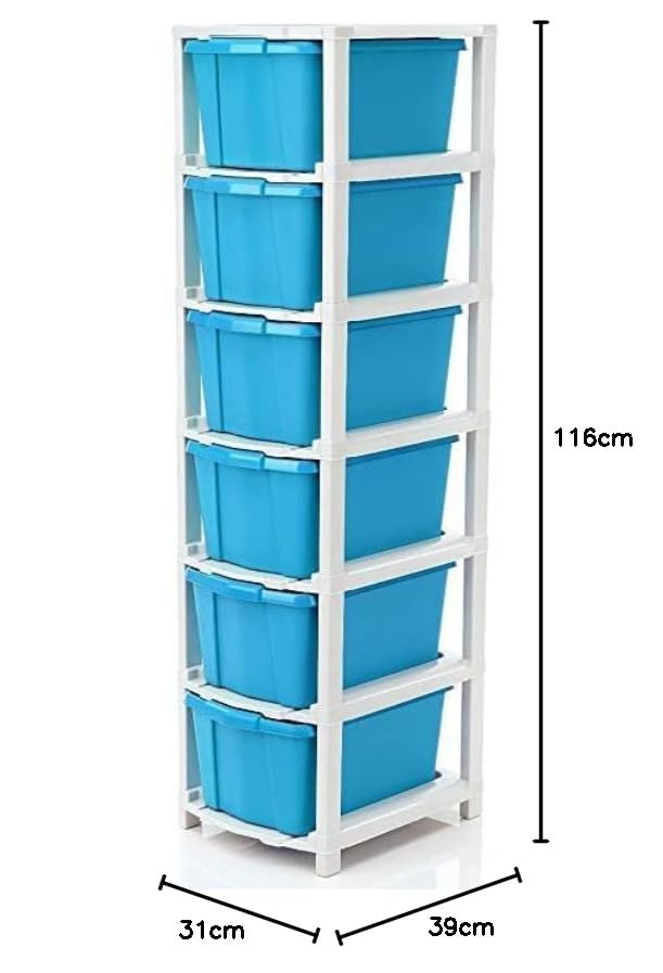 GROZNOL 6 XL Blue Plastic Modular Drawer System - Image 2