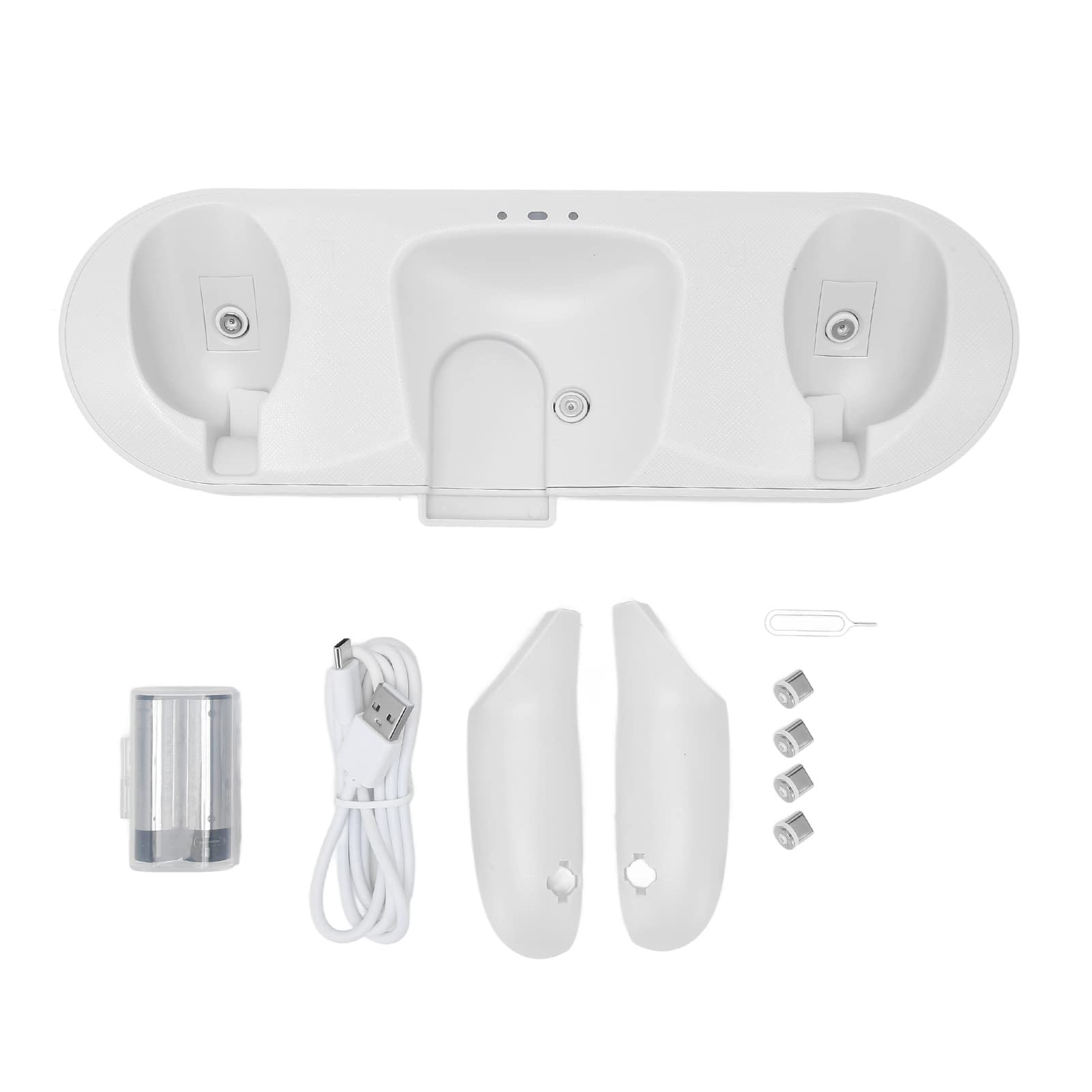 Dock Station di Ricarica per 2 Caricabatterie Rapido con Indicatore LED per Accessori da Gioco - Bianco - Include Batterie Ricaricabili