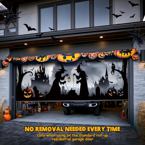 7x16ft Halloween Garage Door Cover, Large Banner for 2-Car Garage Door - image 4