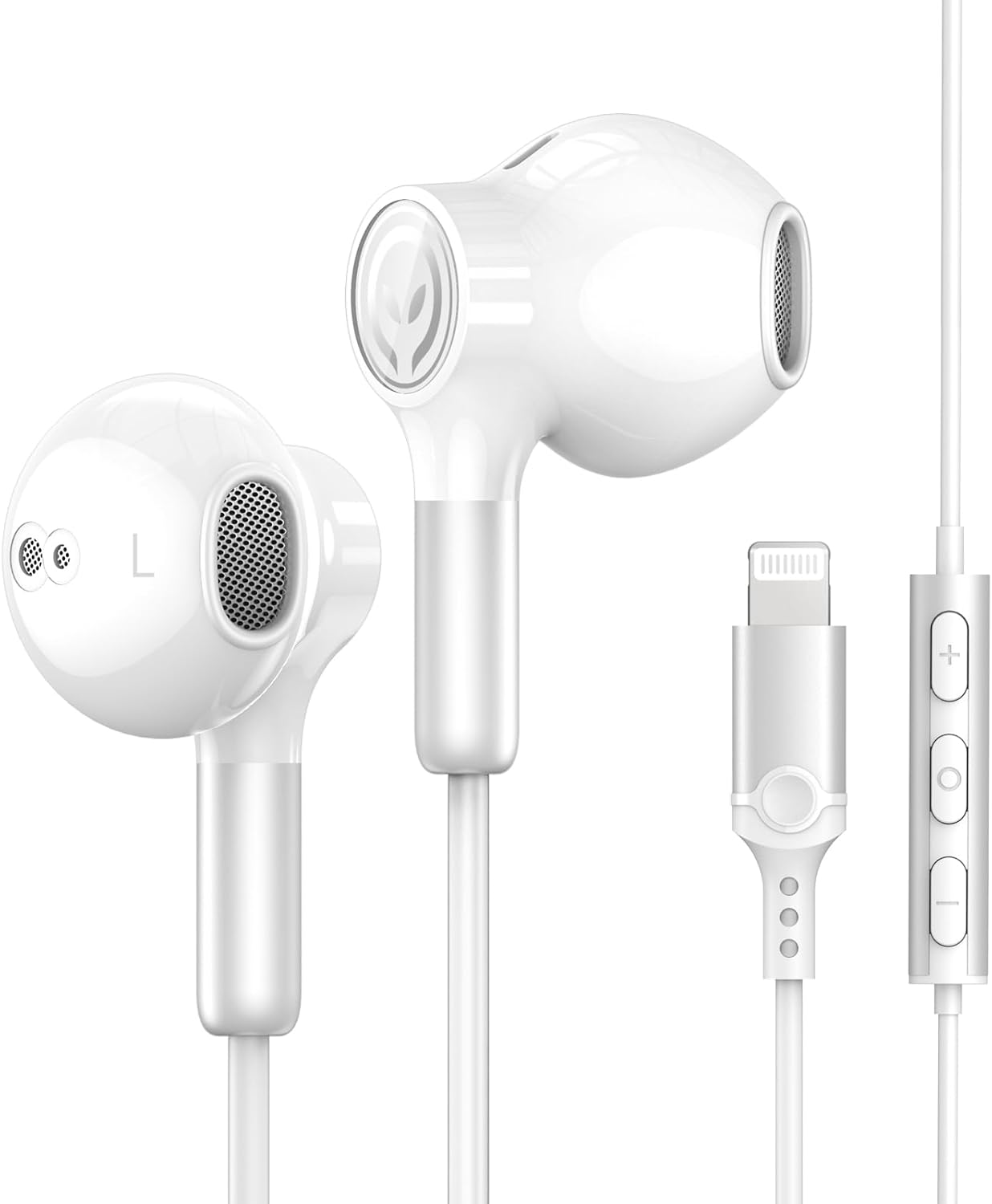 Lightning Headphones [MFi Certified] Lightning Connector Wired iPhone Earphones In-Ear Earbuds(Built-in Microphone & Volume Control) Compatible with iPhone 14/14 Plus/13 Pro Max/12/11/XS/XR/8/7- White