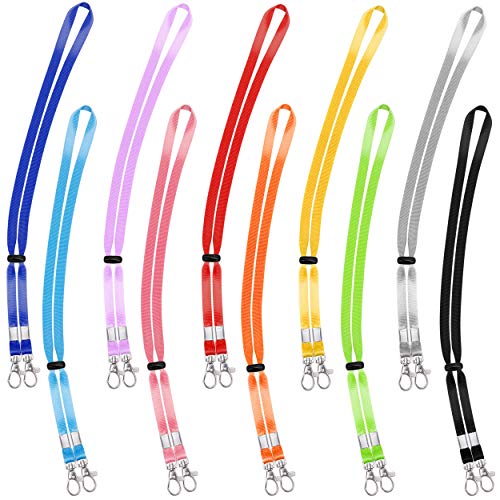 Image of Kaptron 10 Pack Face Mask Lanyards for Kids Adults, Adjustable Mask Lanyard Face Mask Holder Strap with Easy to Use Clips, Multicolor Necklace Holder Strap Great for Outdoors School Office