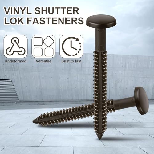 Image of Blulu 18 Pcs 3 Inch Vinyl Shutter Fastener Window Panel Peg Lok Pin Pegs Screws Shutter Spikes Anchor (Ochre Brown)