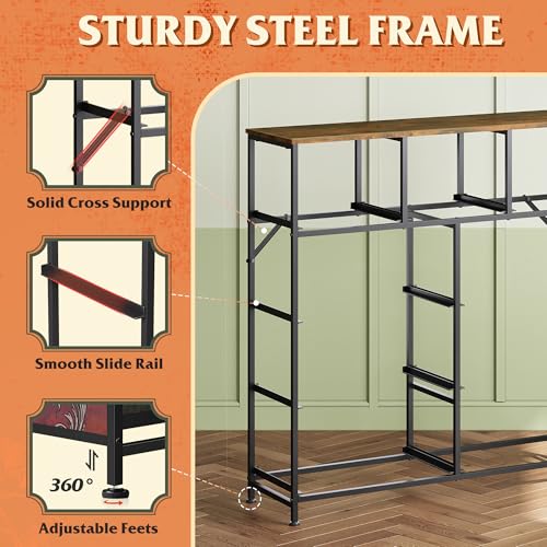 Image of WLIVE 9 Drawer Dresser, Fabric Storage Tower for Bedroom, Hallway, Closet, Tall Chest Organizer Unit for Bedroom with Fabric Bins, Steel Frame, Wood Top, Easy Pull Handle, Pattern
