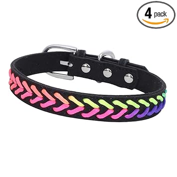 Maxbell Pet Dog Braided Collar Cat Safety Buckle Puppy Collar Neck Strap Black S