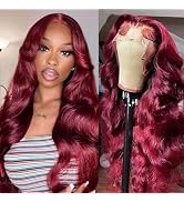 SOSATISFY Body Wave 99J Burgundy Lace Front Wigs Human Hair 180% Density 13x4 Glueless HD Transpa...