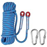 TianLin Outdoor Kletterseil Kletterseil mit 2 Karabiner Karabinerhaken, Durchmesser 10mm, Statisches Kletterseil Rettungsseil für Wanderung, Bergsteigen, Länge 10m