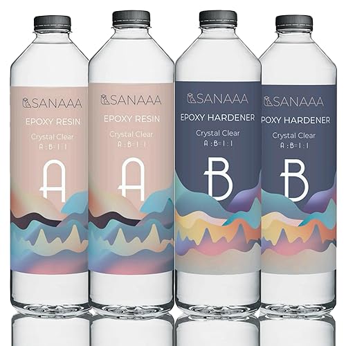 SANAAA Klares, hartes Epoxidharz zum Gießen 4.2kg- 1:1-Verhältnis klare Harzbeschichtung per Tumbler Legno, Bar, Tavolo, Fabbricazione di Gioielli, Decorazione Artigianale