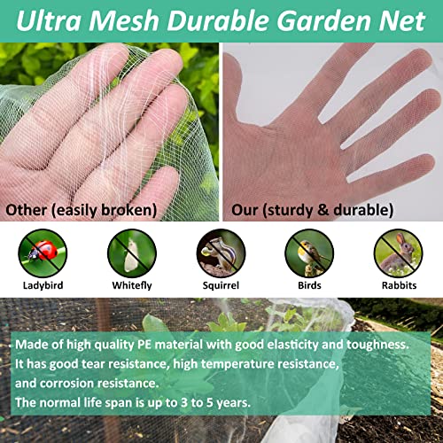 SPORTYOUTH Garden Netting 10x33 ft, Ultra Fine Mesh Plant Netting Insect Pest Bug Barrier Mosquito Net for Vegetable Fruit Tree Flowers Bushes Raised Bed Row Cover Greenhouse Screen Protection