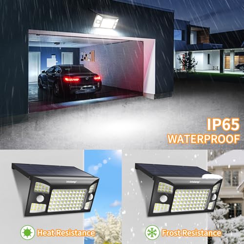 intelamp Solar Outdoor Lights Waterproof with Dual Sensors,1300LM Solar Floodlights Outdoor Motion Sensor Security Flood Light 270° Wide Lighting Angle with 3 Modes for Garden Yard Patio