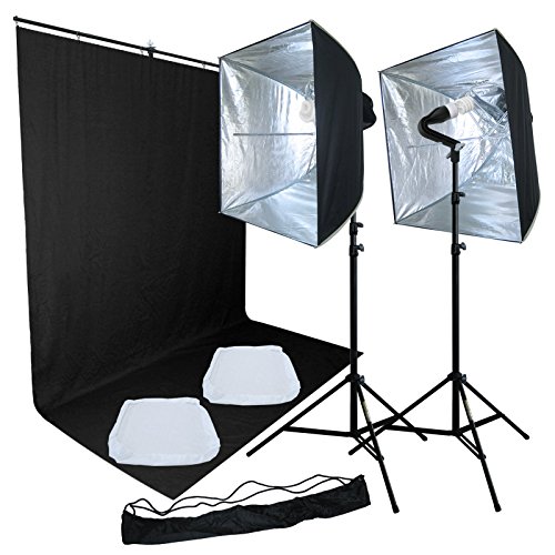 Linco Lincostore Studio Lighting Kit With Photography T-Shape Single Backdrop Stand And Non-Translucent Backdrop Muslin 1.5M Wide And 2M Long #TOP7