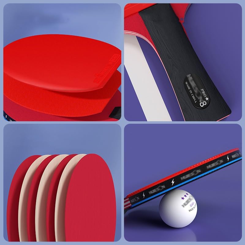 JITEM Professional Ping Pong Paddle, 7-Layer Pure Wooden Base Offensive Table Tennis Racket, High Elasticity and High Performance Table Tennis Paddle(Color:B)