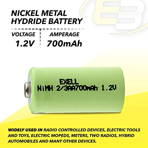 Batería Recargable Exell 2X 2/3AA NiMH 700mAh 1.2V miniatura 2
