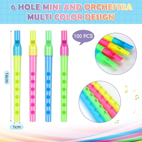 Lukmaa 100 Pcs Musical Recorder Bulk 6 Hole Plastic Recorders Kids Flute Music Instruments Descant Soprano Baroque Style Little Plastic Clarinet for Kids Student School Approved Beginner Gift - Thumbnail 2