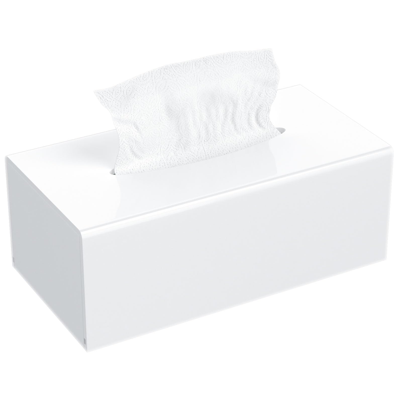 AITEE Acrylic Tissue Box Cover: White Rectangle Tissue Holder Napkin Dispenser for Home Bathroom Kitchen Bedroom Office Coffee Table Restaurant