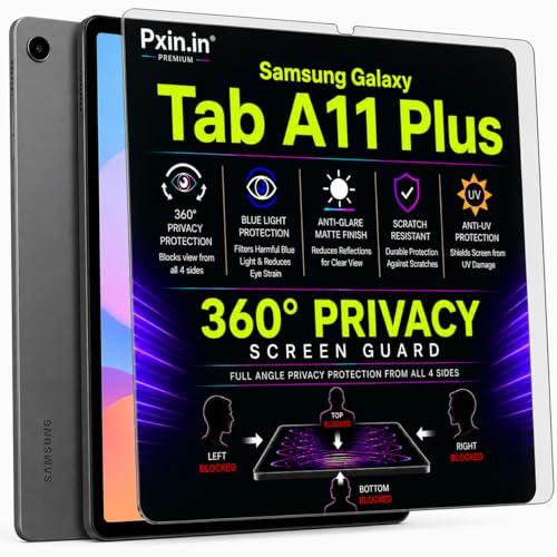 Image of Pxin 360 Pro Privacy Screen guard compatible with Samsung Galaxy Tab A11 Plus | Anti Glare | Anti UV | Anti Blue | Anti Reflection | Privacy Filter | Unbreakable Build