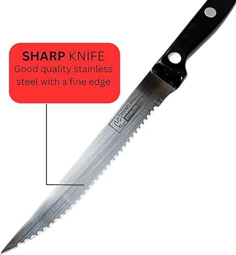 Miniatura 3 de ToolUSA KITCHEN DIVA - Paquete de 2 cuchillos de carne dentados de 8.5 pulgadas  Construcción de acero inoxidable  Cuchillas dentadas afiladas de