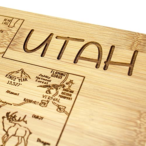 Image of Totally Bamboo A Slice of Life Utah Engraved Map Cutting Board