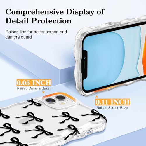 Coque iPhone 12 transparente silicone souple vagues et nœud papillon