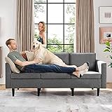 Yaheetech 3 Sitzer Sofa Gästesofa Modern Couch 3er Sitzsofa Bequeme Polsterung 188,5×79×80 cm fürs Wohnzimmer/Schlafzimmer/Gästezimmer, Sofateile unter dem Polster verpackt Hellgrau