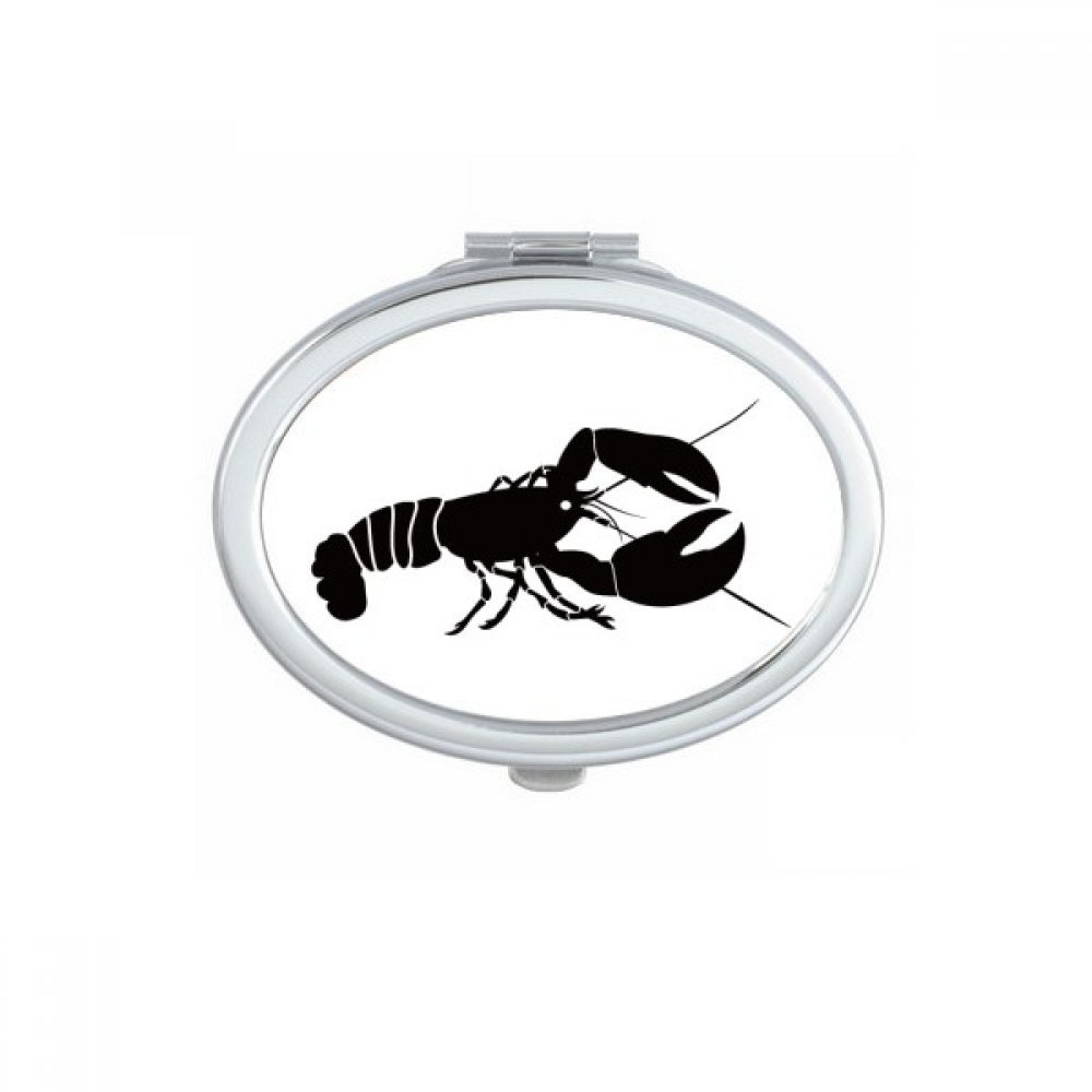 Miroir ovale crevettes noir illustration de vie marine pour maquillage compact et portable