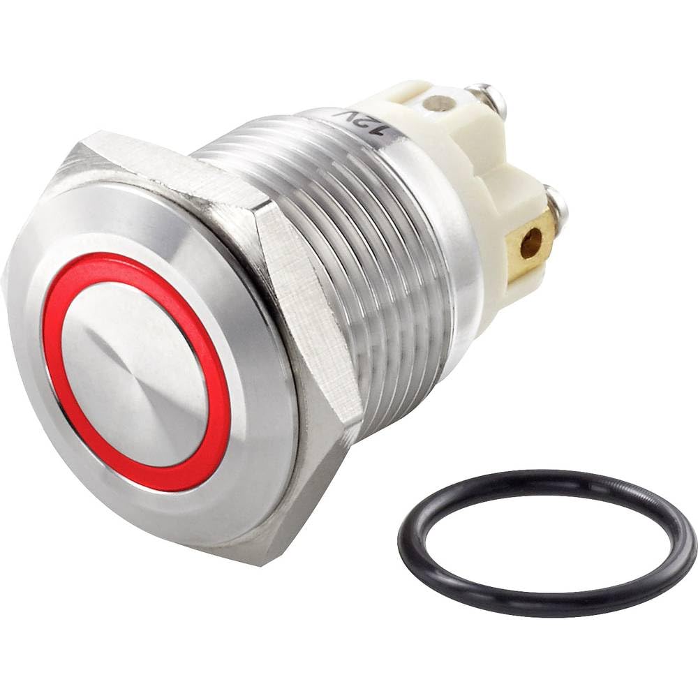 TRU COMPONENTS TC-7494688 TC-GQ16F-10E/L/R/12V/S Pulsante antivandalo 48 V/DC 2 A 1x Off / (On) Momentaneo Rosso IP65 1