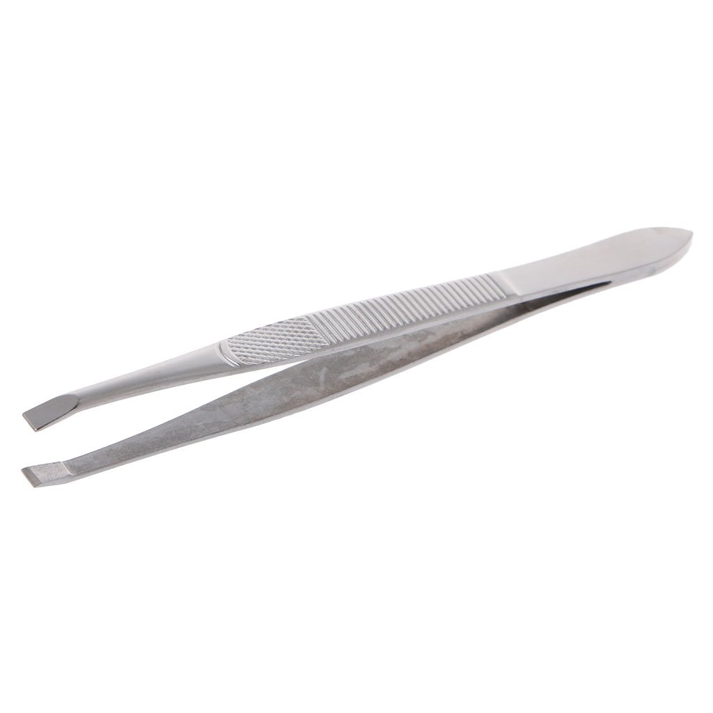 Gmbylby Silver Professional Stainless Steel Eyebrow Hair Removal Tweezer Flat Tip Tool New