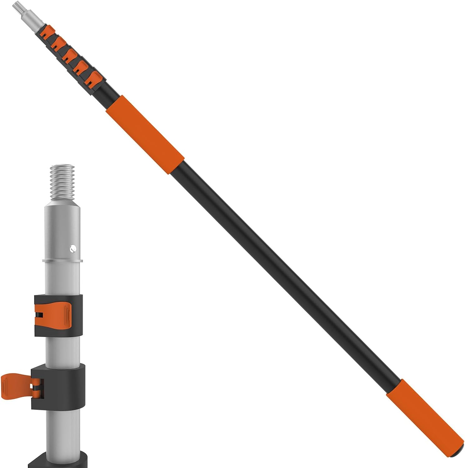 Telescoping Pole, 5-24FT Aluminum Extension Pole(30FT Reach), Multi-Purpose Paint Roller for Painting, Dusting and Cleaning