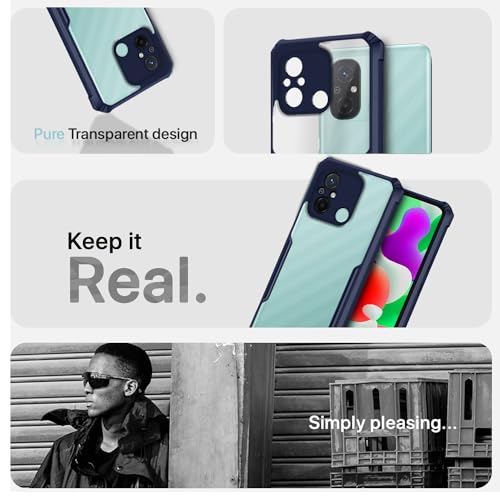 Image of Outlouders Back Cover for Redmi 12C / Poco C55 | Ultra Hybrid Transparent | Full Camera Protection | Raised Edge | Crystal Clear Bumper Case (Blue)