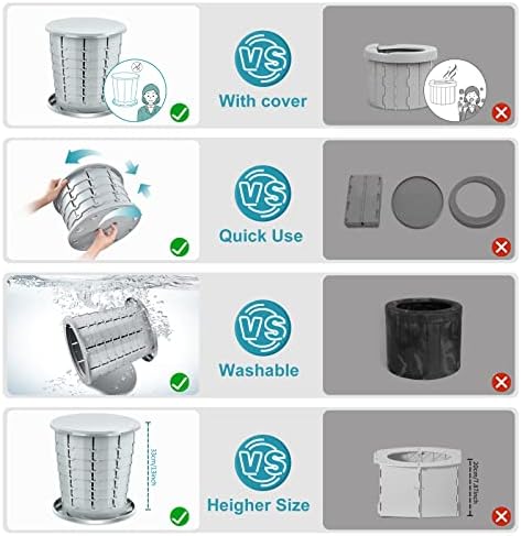 UTEBIT Camping Toilet, Portable Travel Potty Folding Toilet Supports Over 150kg, Campervan Toilet with 20 Bio Toilet Bags, Perfect for Camping, Trip, Picnic, Hiking, Fishing, Beach