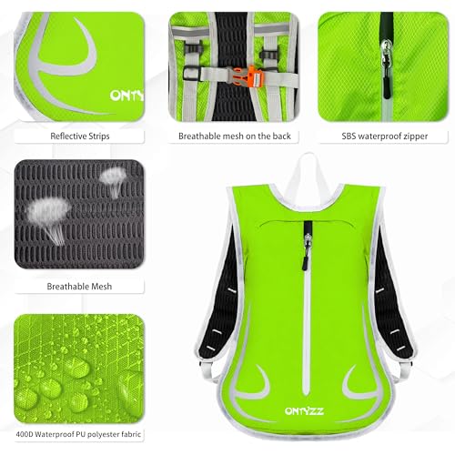 Freien Rucksäcke Unisex 14L Ultraleicht Fahrrad Reise Wander Sportrucksack, Wasserdicht Reiserucksack für Laufen Skifahren Camping Trekking Bergsteigen Radfahren Schultertaschen (Grün)