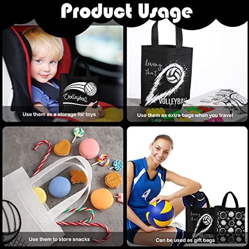 Kajaia 24 Pcs Party Gift Bag with Handles Reusable Goodie Favor Bag Non Woven Party Favor Birthday Supplies(Volleyball)