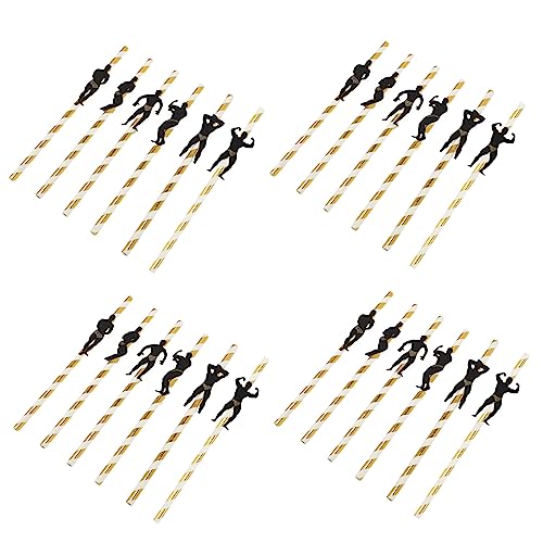 Pitillos desechables dorados con diseño para fiestas x24 miniatura 1